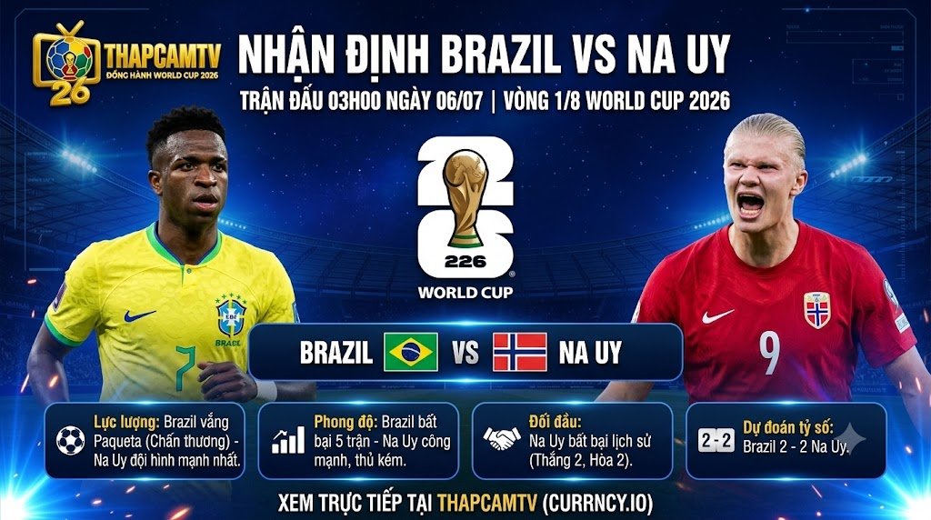 Nhận Định Brazil vs Na Uy (3h00, 6/7) Vòng 1/8 World Cup 2026 | Phá Dớp Bắc Âu